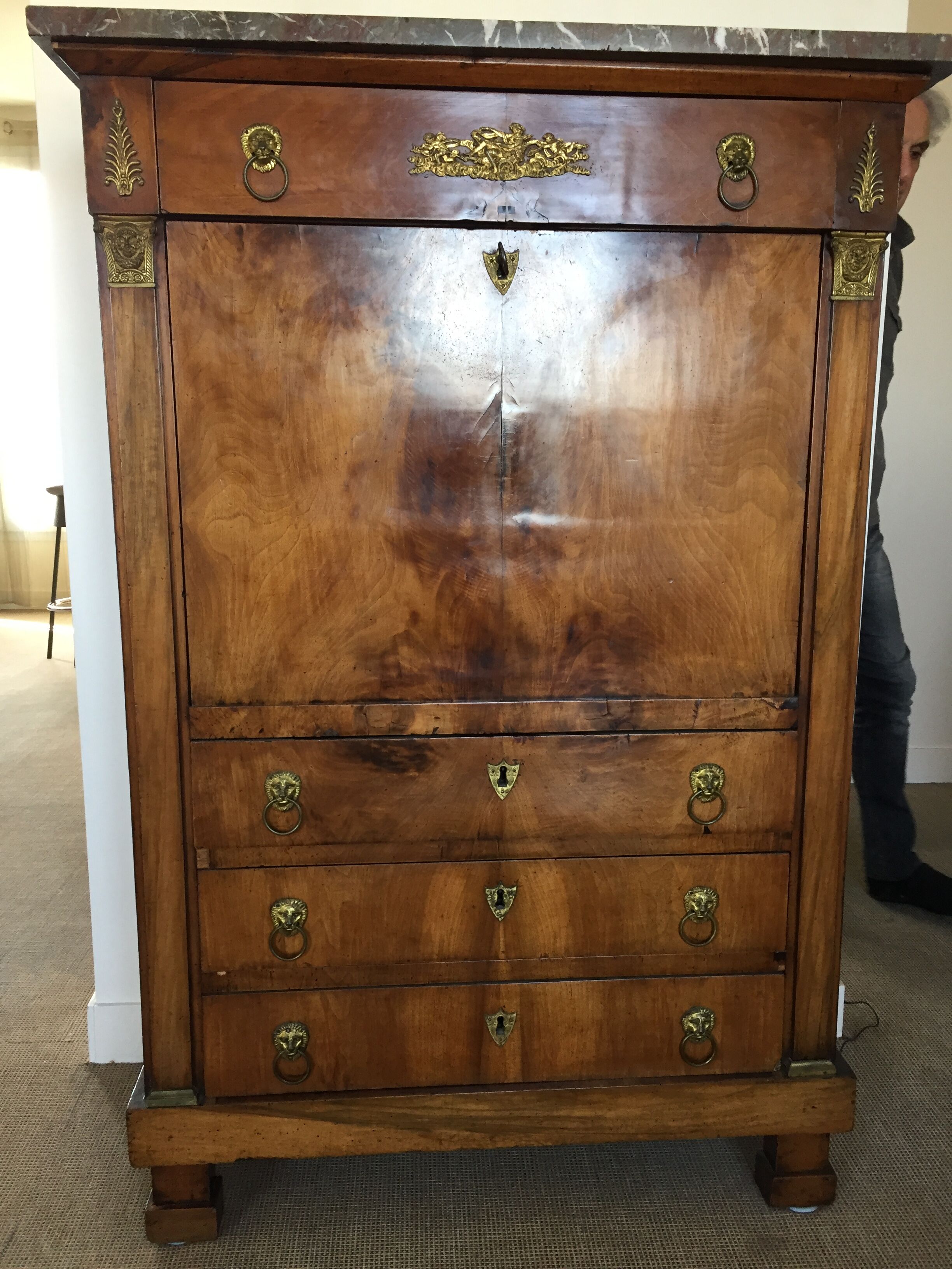 Napoleon III period secretary for wood and marble