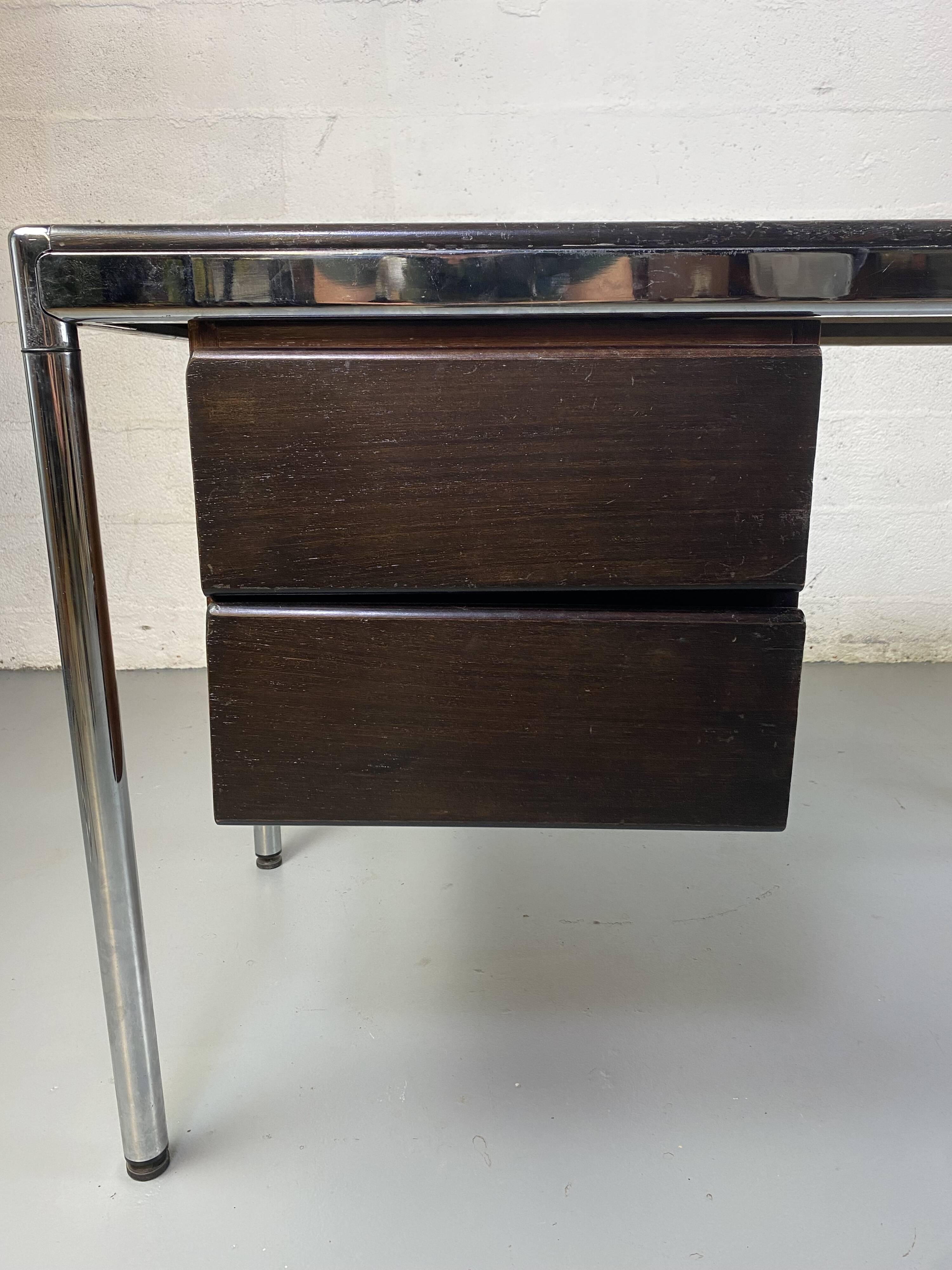 Vintage plywood and chrome desk from the 70s