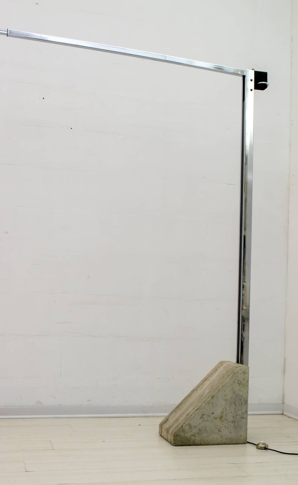 Mid-Century Modern Italian Steel and Travertine Floor Lamp, 1970s