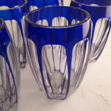 Set 5 glasses crystal liqueur style Saint Louis Baccarat blue