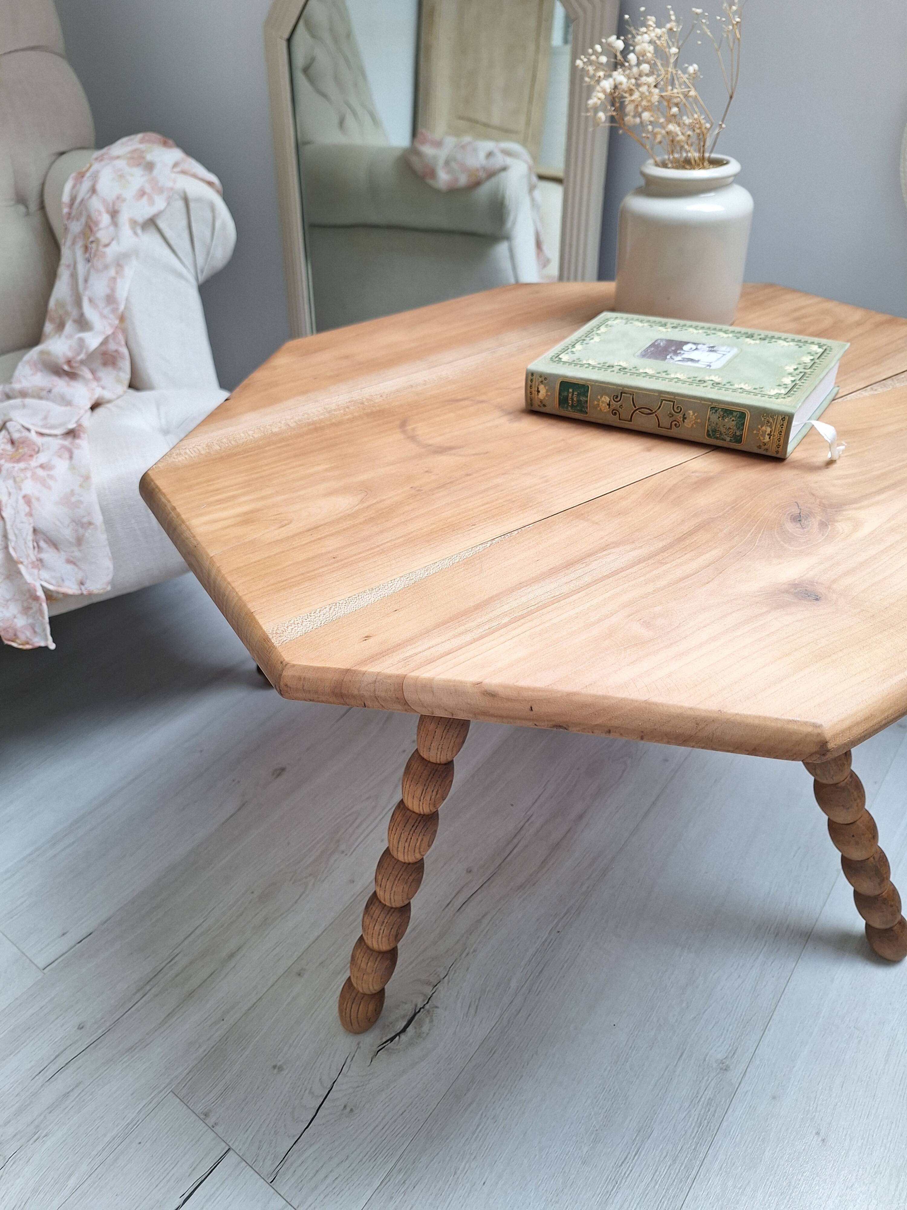 Table basse / bout de canapé / Table d'appoint tripode plateau octogone