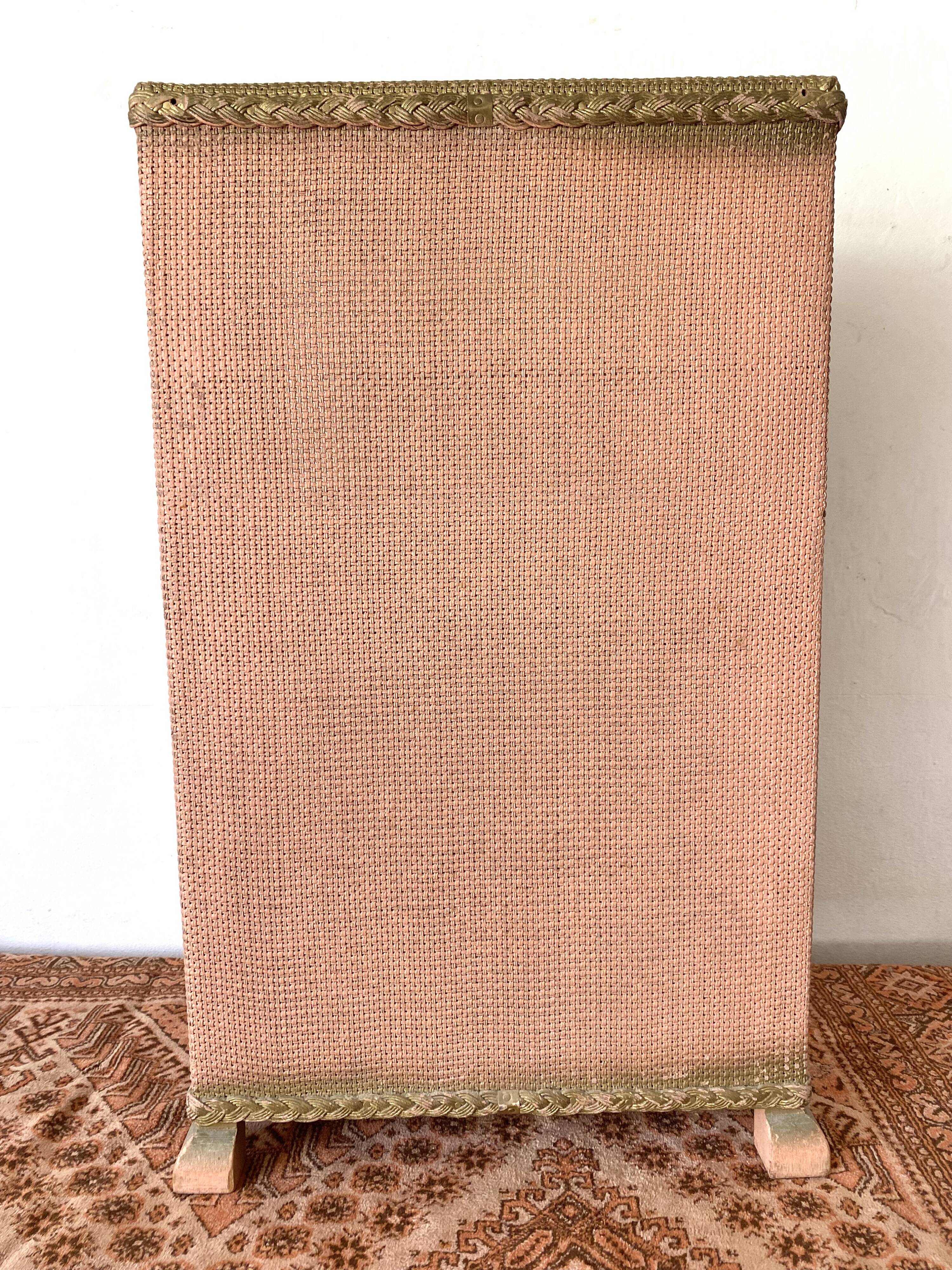 60s pink and gold Lloyd loom bedside table