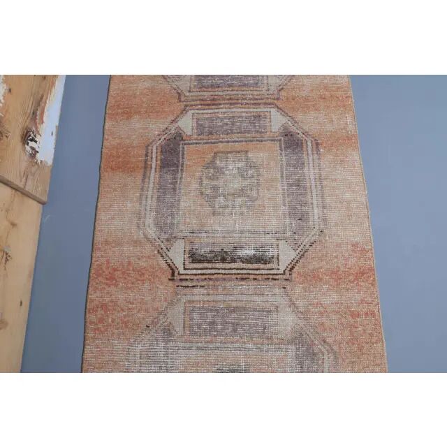 Vintage Orange Natural Turkish Hand-Knotted Runner 80x329