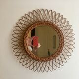 Vintage rattan sun mirror