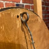 Oval mirror with wooden frame