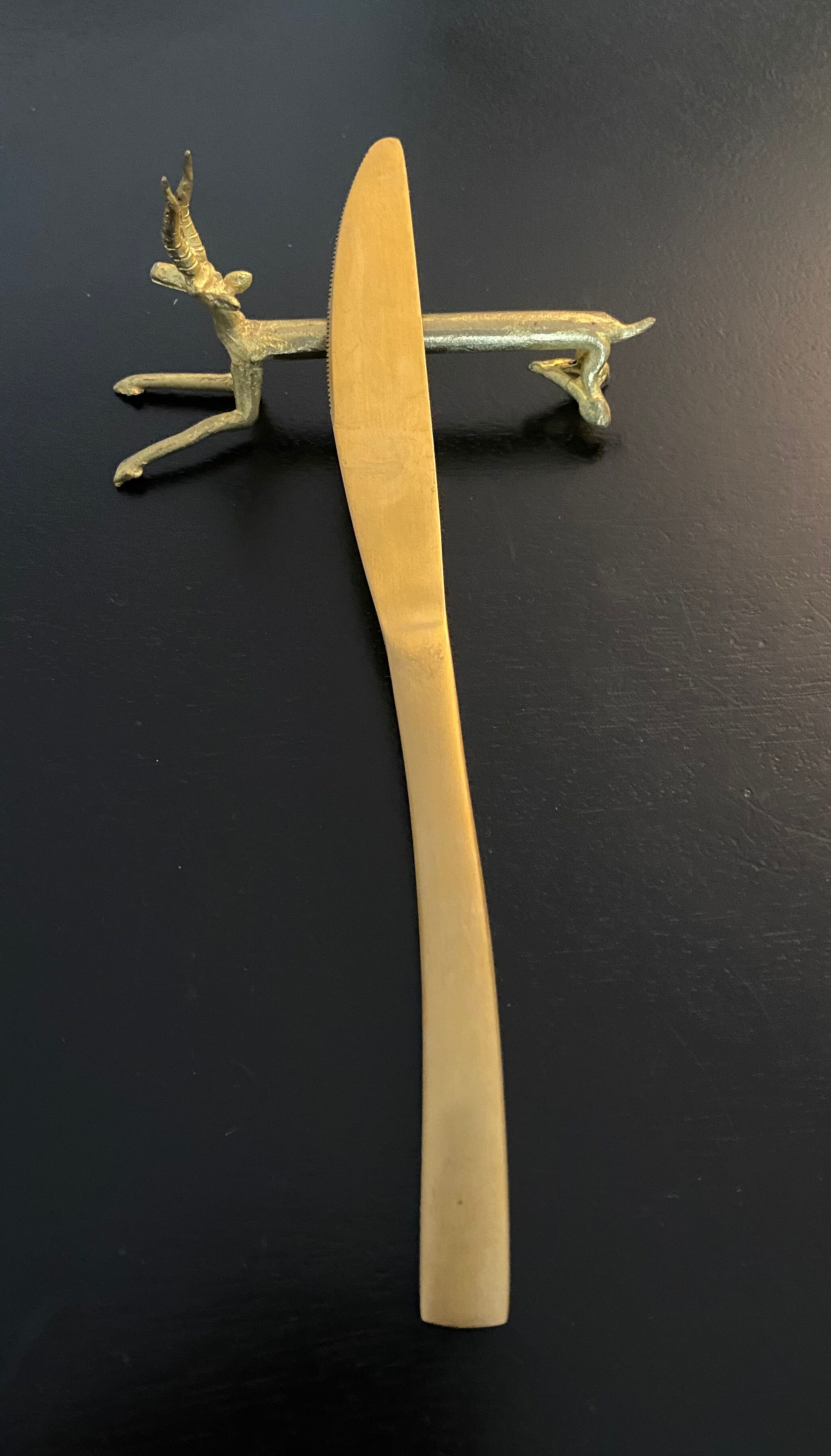 6 porte-couteaux forme antilope en laiton