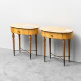 Pair of bedside tables with marble top 1950s vintage modernism