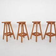 Tabourets de bar scandinaves modernes en pin des années 1970
