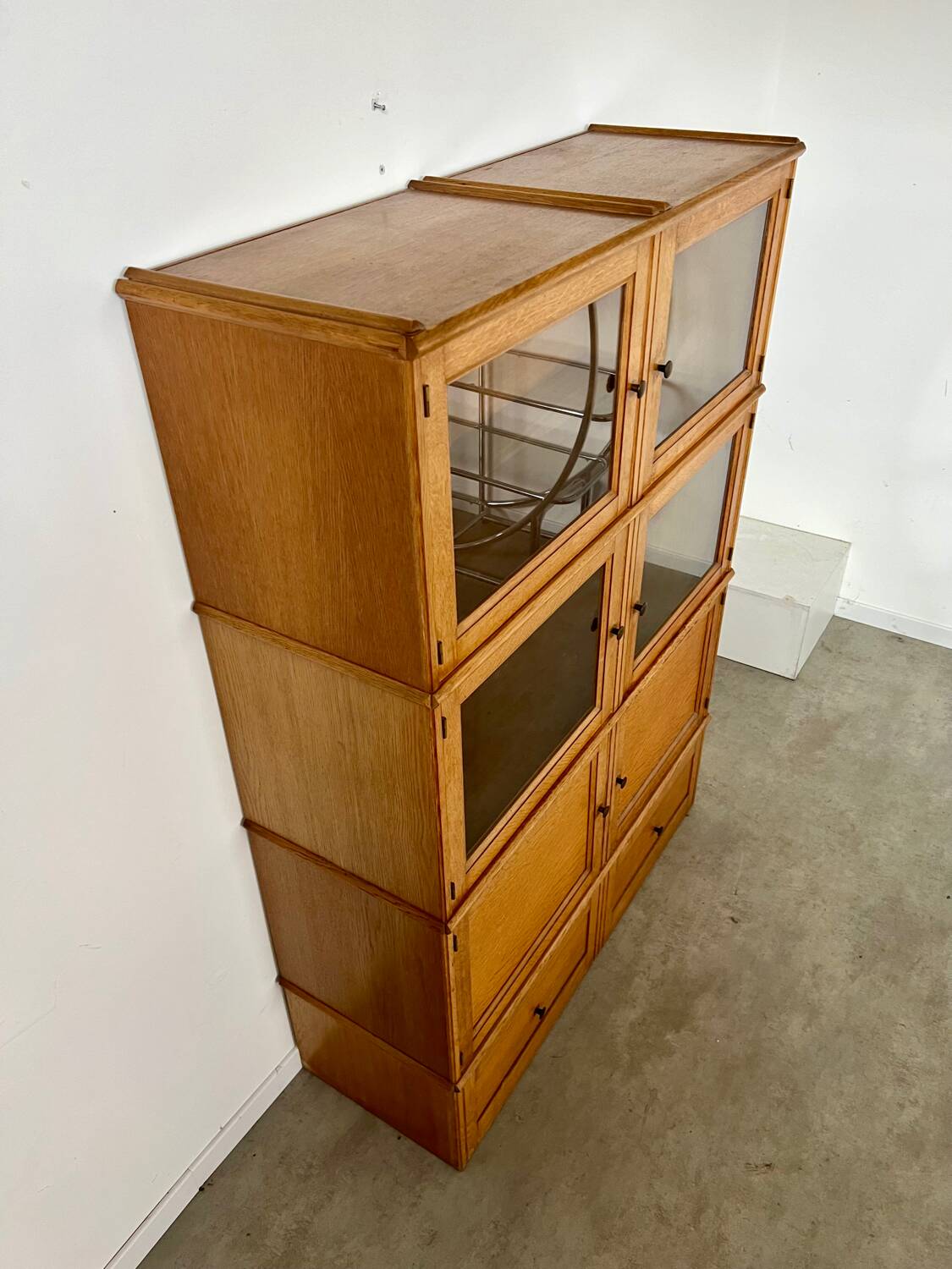 Old MD storage furniture bookcase design Martin Dupuis light oak 1950s vintage