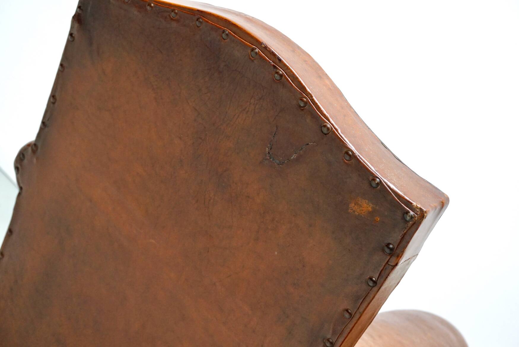 Pair of French Cognac Moustache Back Leather Club Chairs, 1940s