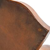 Pair of French Cognac Moustache Back Leather Club Chairs, 1940s