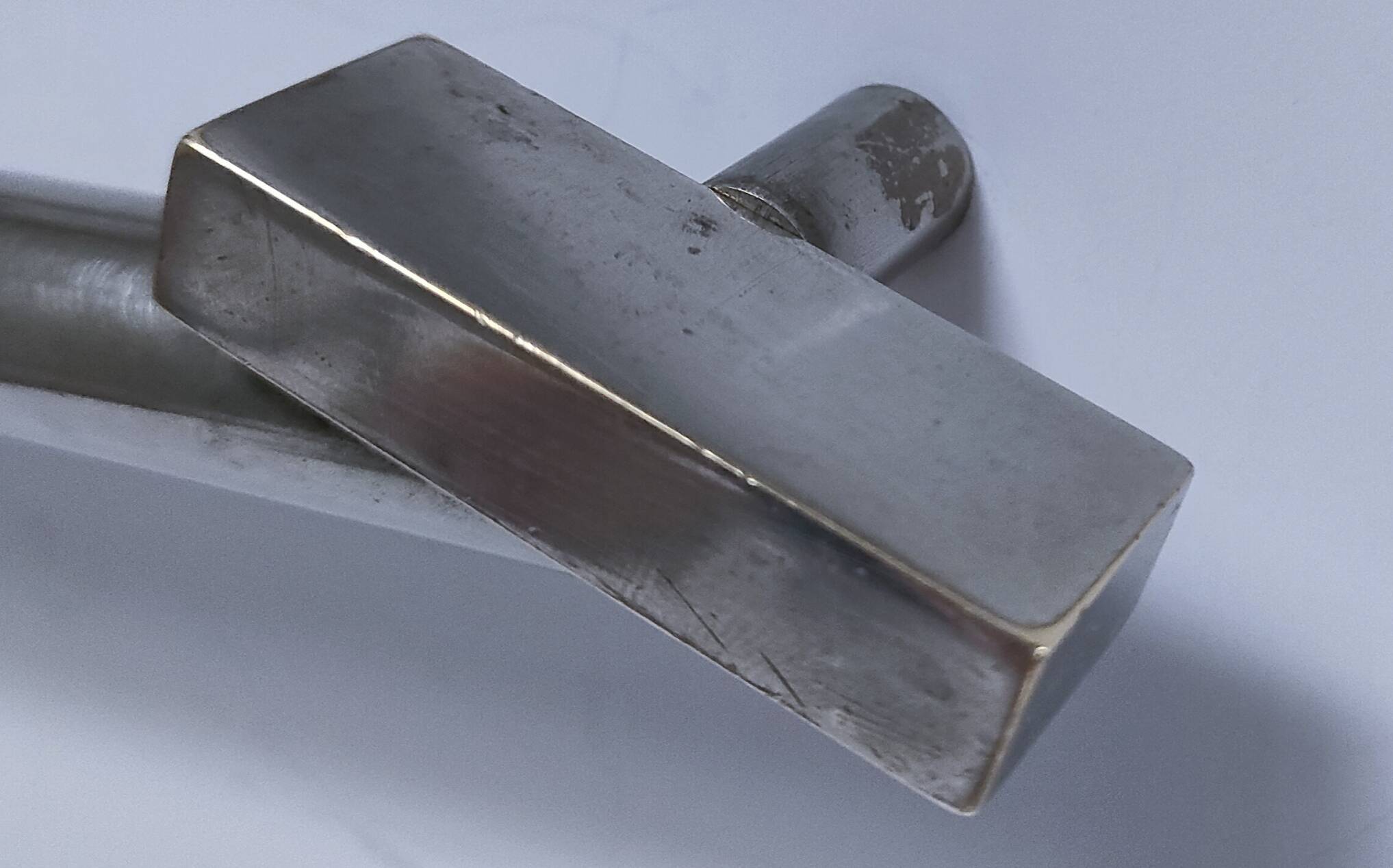 three art deco bronze handles silver tone cover