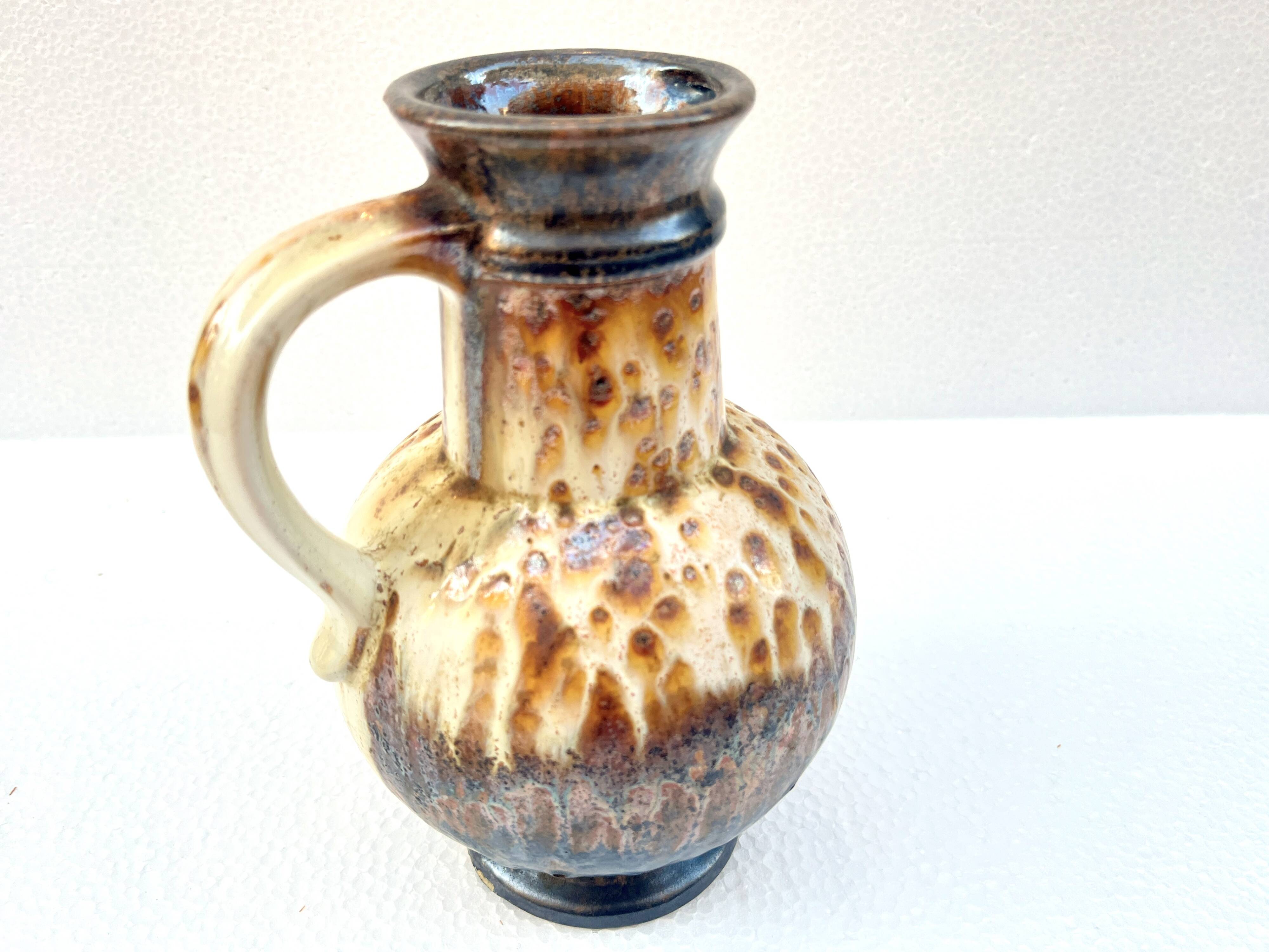 Fat Lava Vase Ceramic Pitcher West Germany 1960s Vintage Scheurich Style