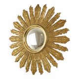 Large Wooden Sun Mirror Sunburst Butler XL Mirror Gold 70cm