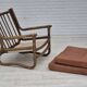 1970s, Scandinavian armchair, original very good condition, bamboo, leather.