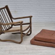 1970s, Scandinavian armchair, original very good condition, bamboo, leather.