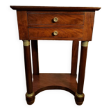 Empire style bedside table in mahogany and bronze