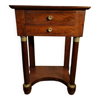 Empire style bedside table in mahogany and bronze
