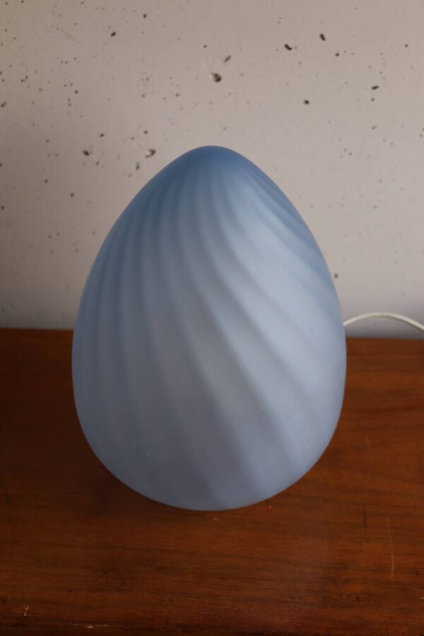 Lampe œuf bleu en verre