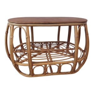 table basse ovale en - rotin osier