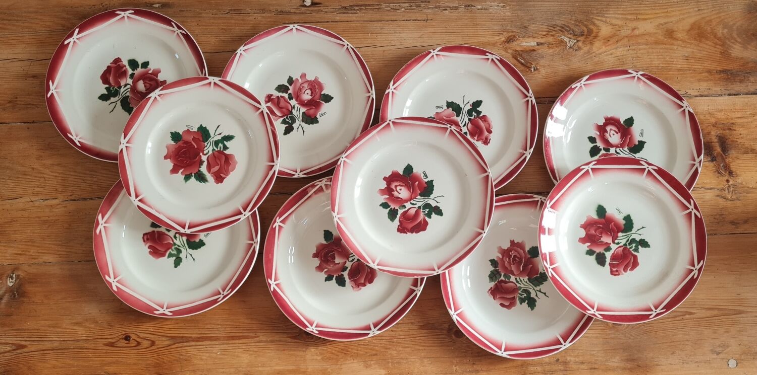 Service of 10 plates in Digoin earthenware