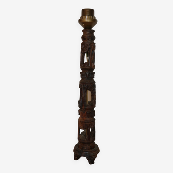 Large African art tower lamp base unique piece