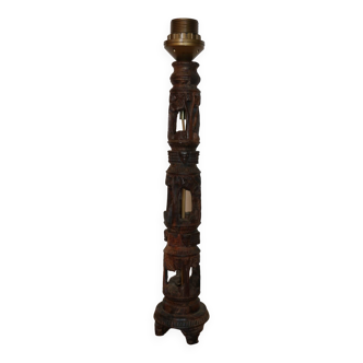 Large African art tower lamp base unique piece