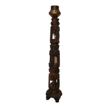 Large African art tower lamp base unique piece