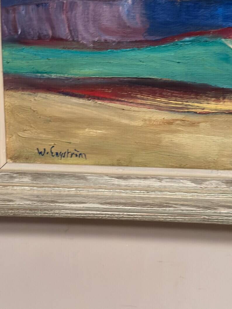 Original Swedish Oil on Canvas – “Abstract Landscape” by W. Engström – Dated 1900 – Signed – Vintage & Framed – 40 × 30 cm (23.6" x 16.5")