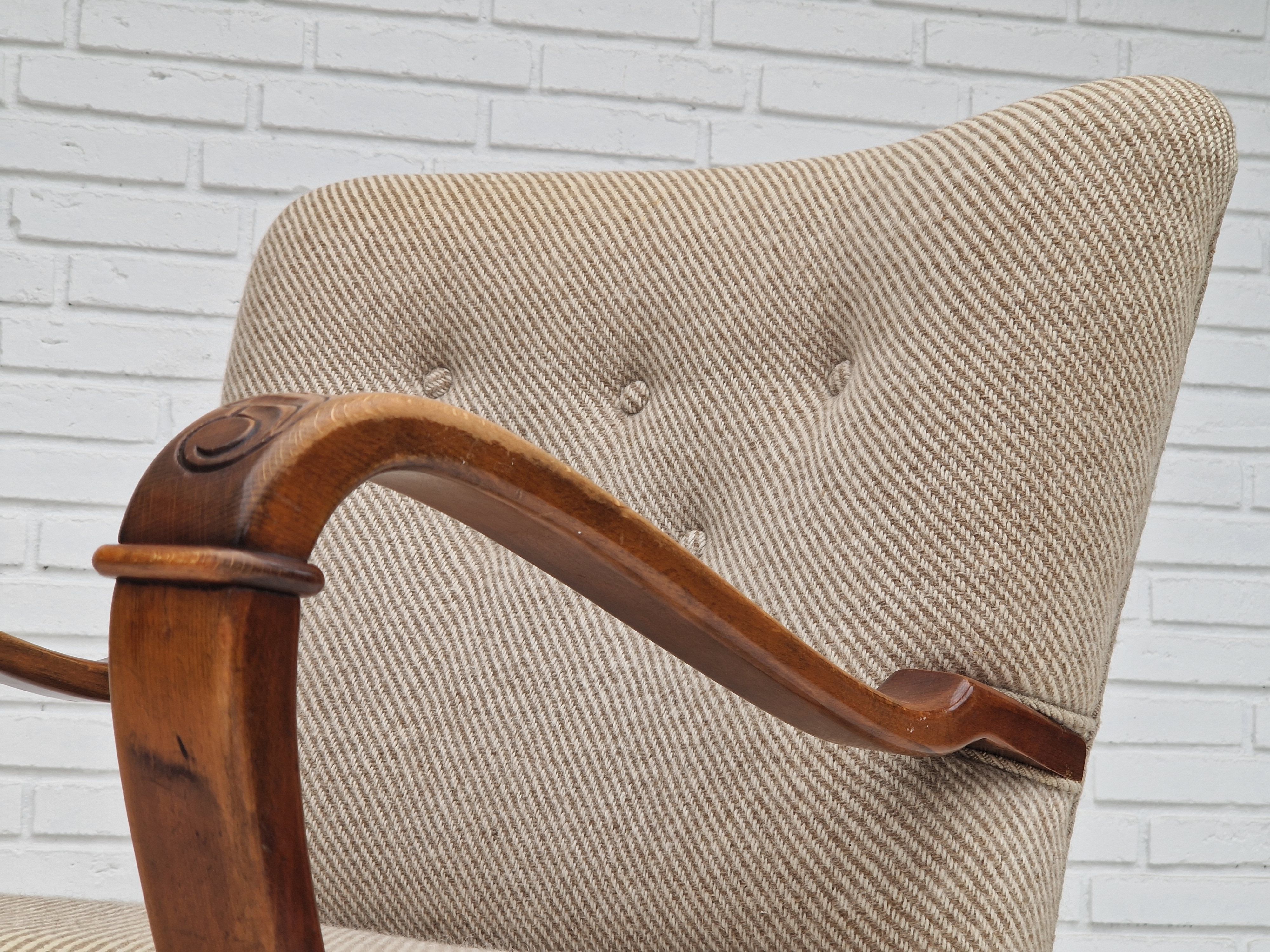 1960s, Danish design, armchair in quality furniture wool fabric.