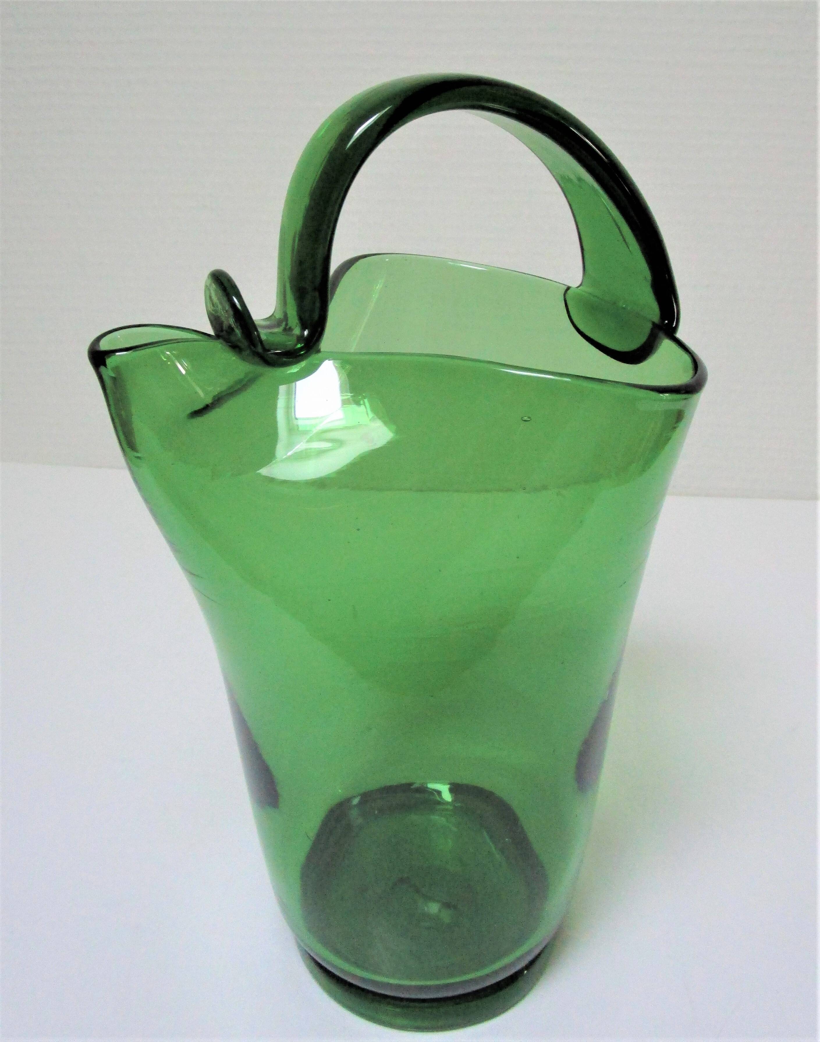 blown glass pitcher, Italian work, 1960s