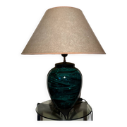 80s faux malachite ceramic lamp