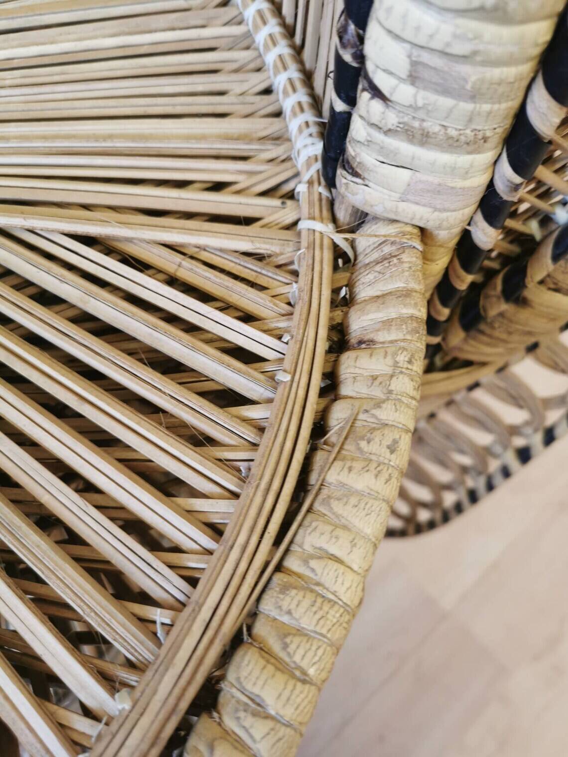 Vintage Peacock Cobra Chair / 1970s  King Rattan Chair in Emmanuelle Style