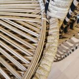 Fauteuil peacock, style Emmanuel en osier tressé, années 1970