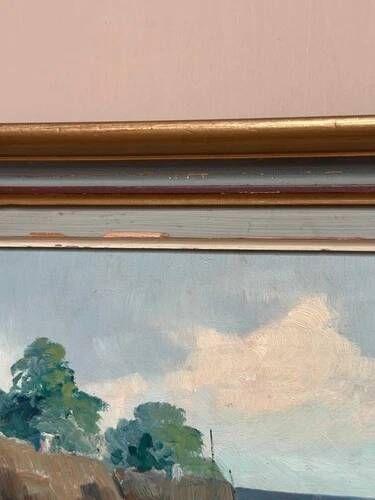 Oil on Panel 'Sea View' by S. Palm, Signed, Vintage & Framed 40 × 34 cm