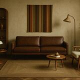 Brown flat-woven jute Indian rug, 1970.