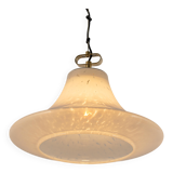 Large suspended brass luminaire from Limburg with opaline glass, Germany, 1970s.