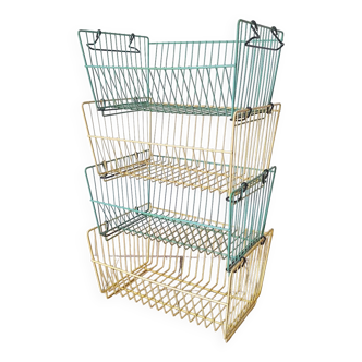 Vintage wire stackable storage baskets - set of 4