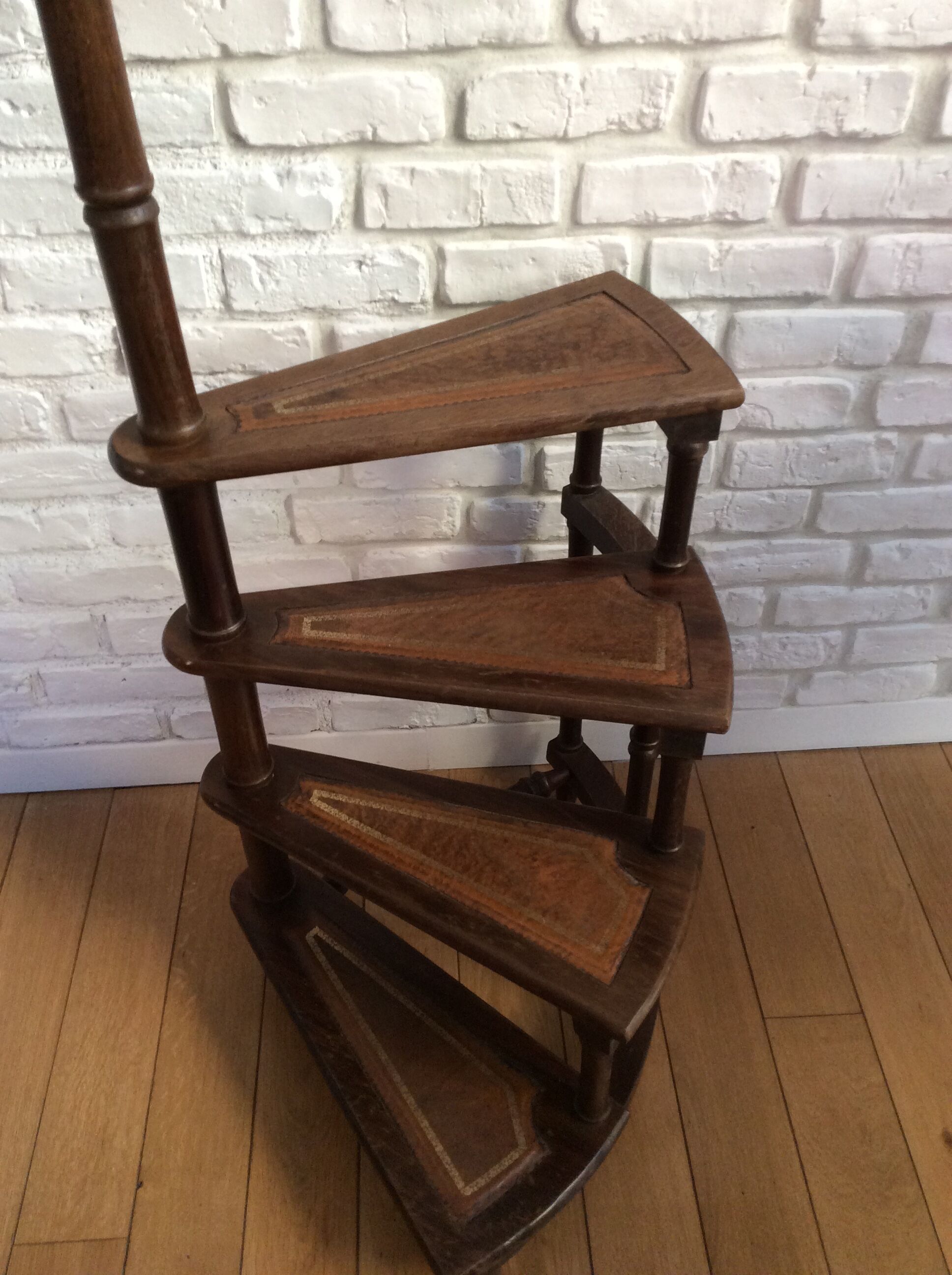 Wooden library staircase