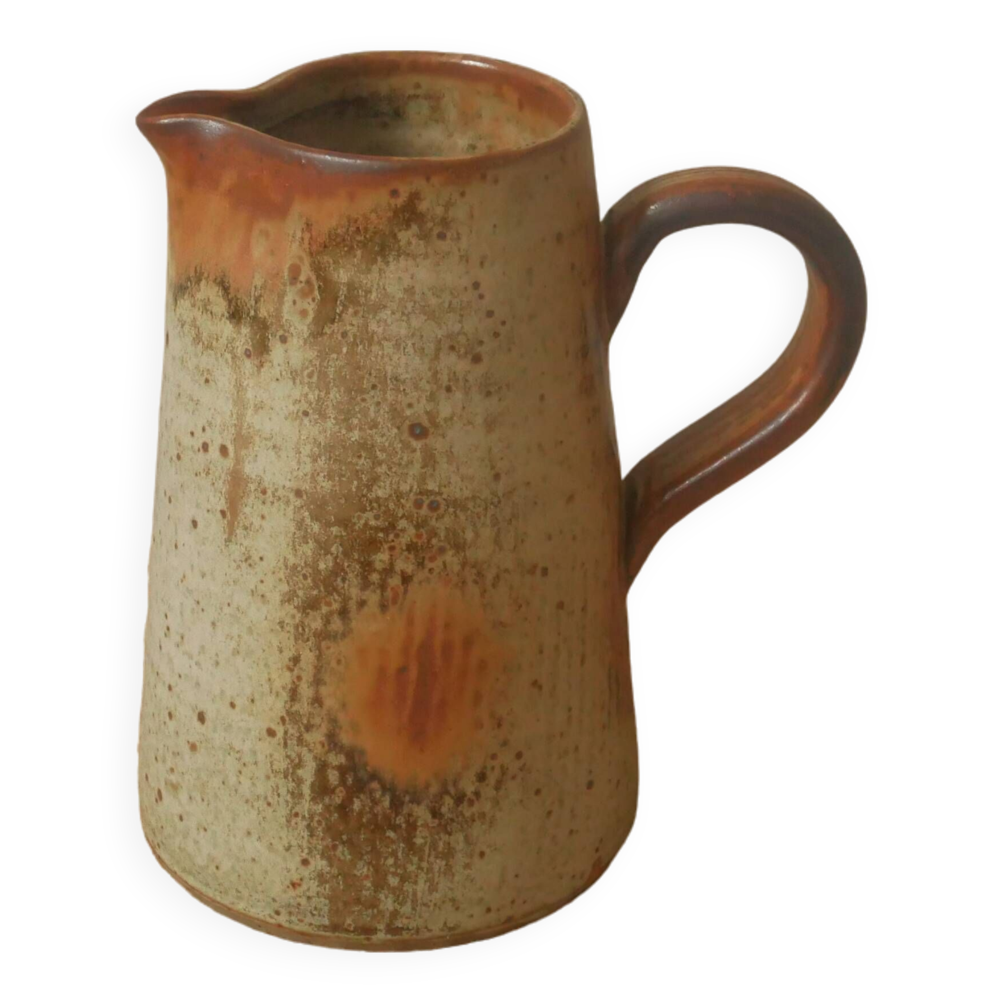 Handmade ceramic stoneware pitcher vintage vase with handle Scandinavian country decoration pottery