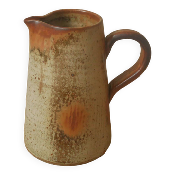 Handmade ceramic stoneware pitcher vintage vase with handle Scandinavian country decoration pottery