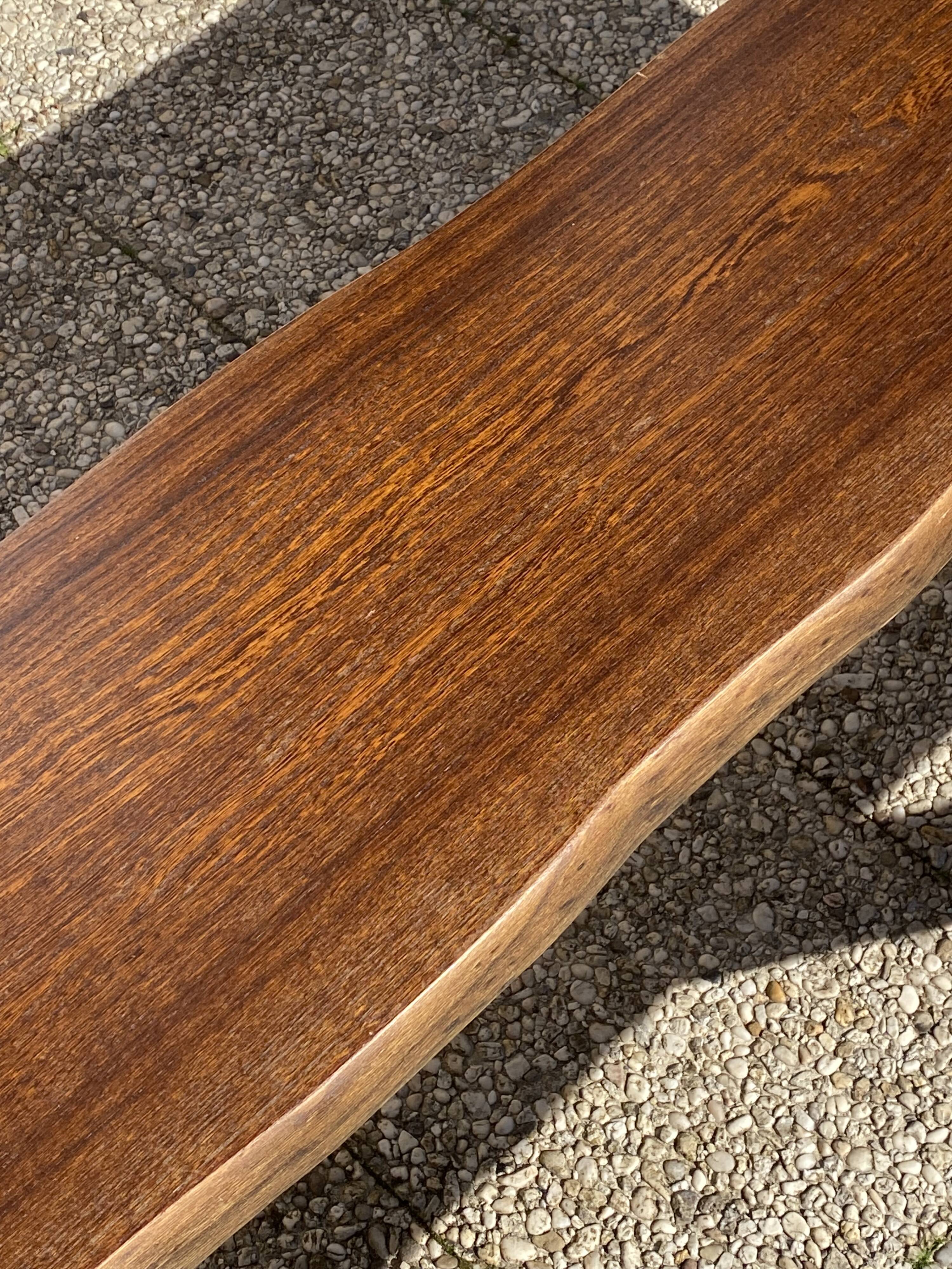 Paire de bancs orme pour table de ferme brutaliste rustique 1950