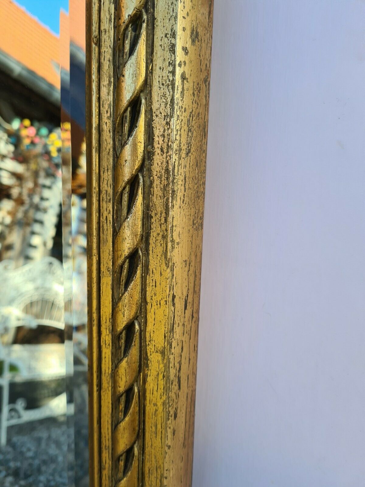 Golden panoramic mirror with an angel  79x174cm