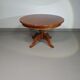 70s pine wood dining table / wood column leg table in 4-leg design with round top