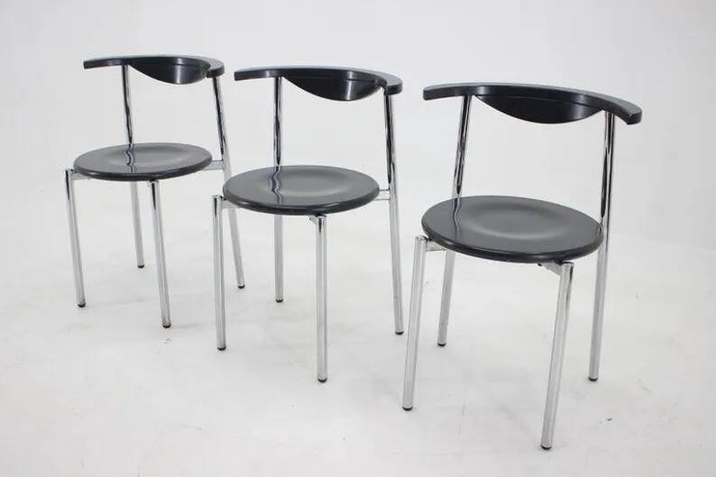 Set of Three Mid Century Dining Chairs, Germany, 1980s
