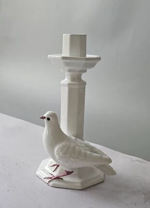 Vintage Costa Italy white ceramic candle holder - 1950s