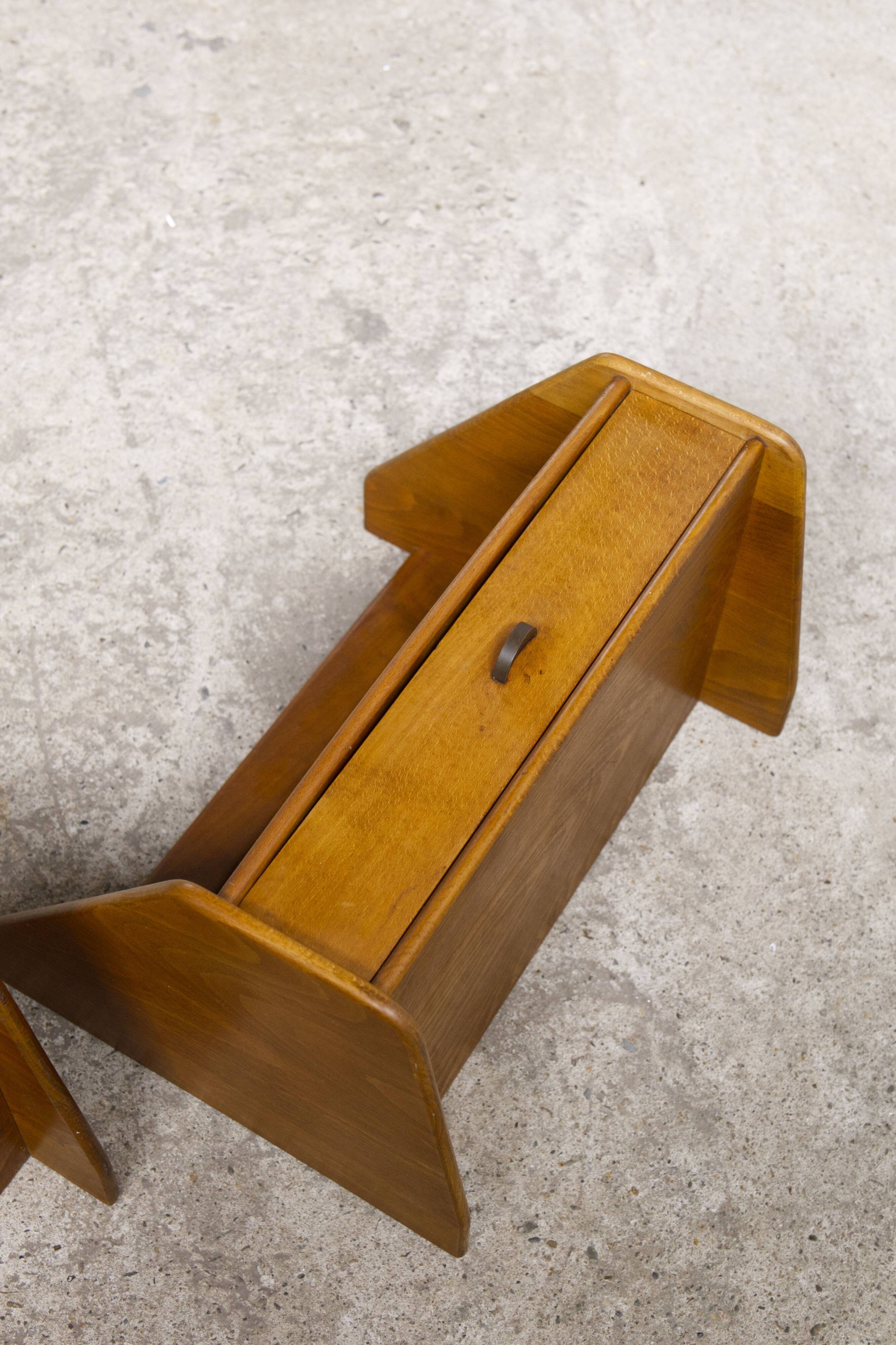 2x wall mounted mid century night stands