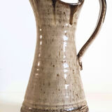 Enamelled stoneware pitcher signed