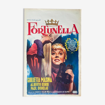 Belgian poster "Fortunella" Federico Fellini, Giulietta Masina, Alberto Sordi 1958