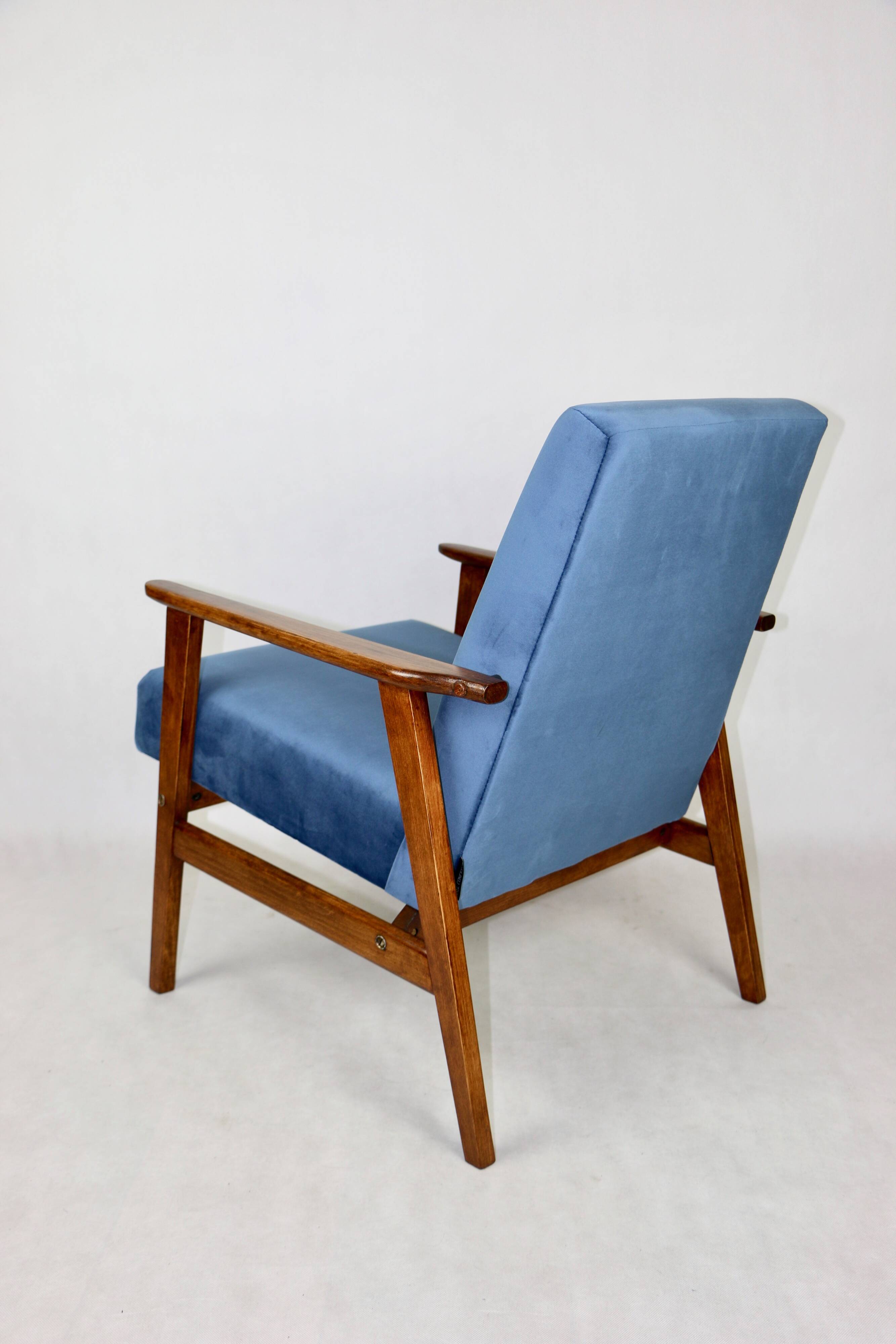 Vintage Ocean Blue Fox Easy Chair, 1970s
